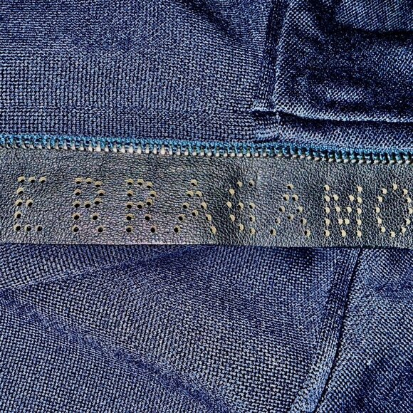 Ferragamo Mens Virgin Wool Bomber Jacket, SZ L, Navy, Zipper w/Leather, RT $1800 - Picture 4 of 14